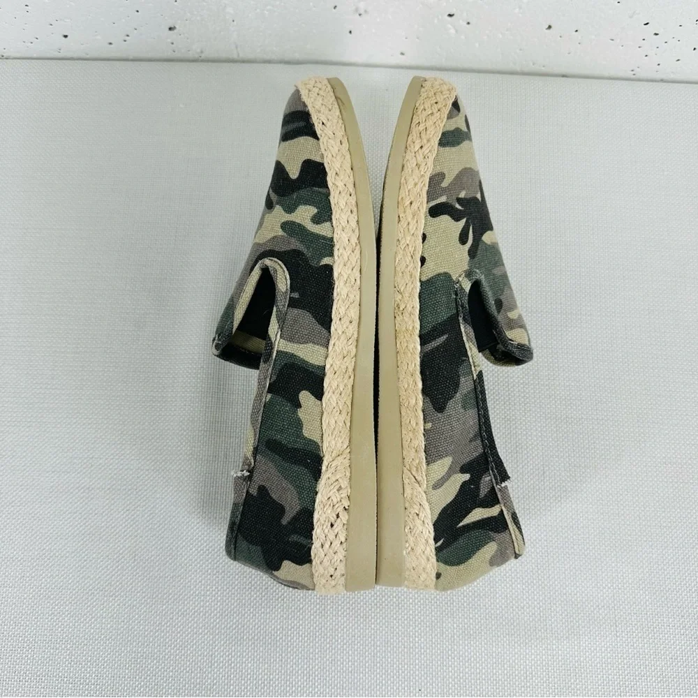 Esprit Size 7.5 Erika Green Camouflage Espadrilles Slip On Flats